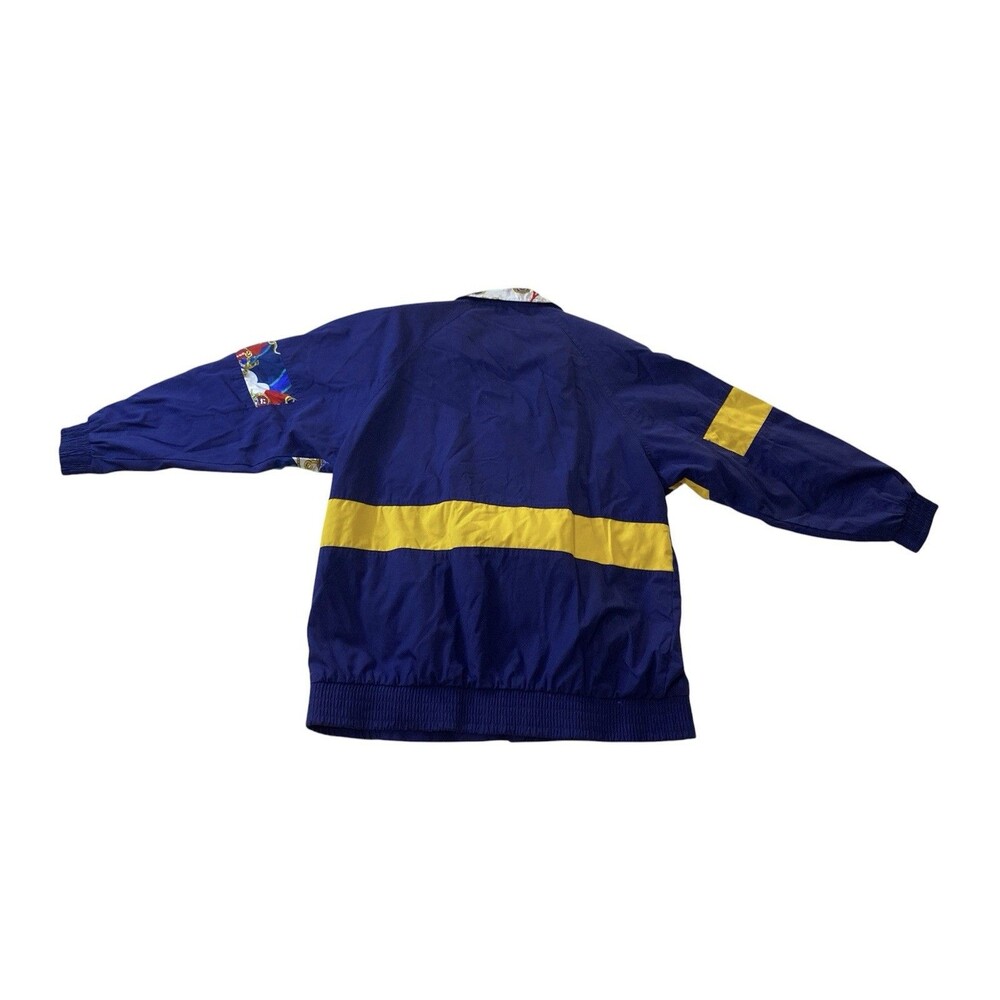 VTG 80s 90s Windbreaker Mariel Blue & Yellow Chain Baroque Bomber Jacket Women L - Picture 3 of 9